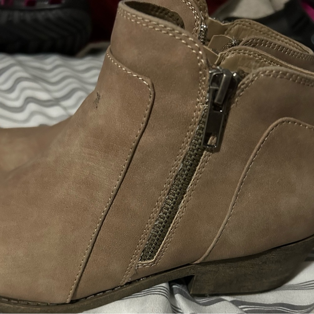 Maurices Tan Zip-Up Ankle Booties